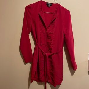 Ted Baker Shirtdress in dark red color with gold buttons